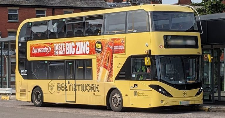 Yellow double decker bus.